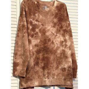Terra & Sky Womens Brown Tie Dye Crewneck Sweatshirt Plus Size 3X 24W-26W